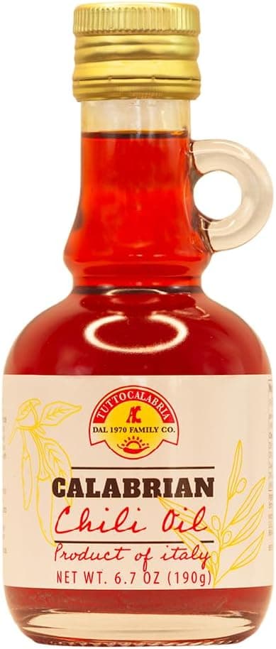 TUTTOCALABRIA Calabrian Chili Pepper Infused Olive Oil, 6.7 oz (200 ml), 100% Extra Virgin Olive Oil, Made in Italy