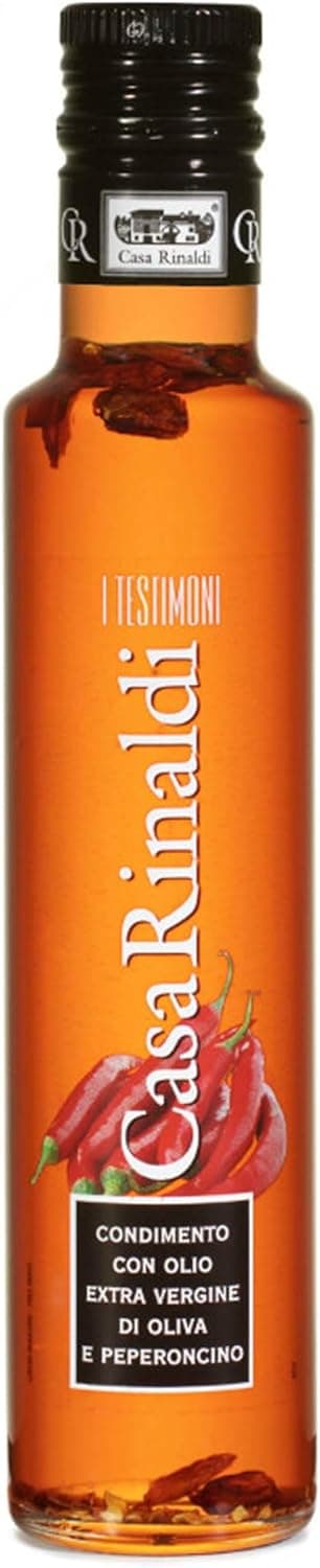 Casa Rinaldi Testimone Chili Extra Virgin Olive Oil, 250mL - Italian EVOO Infused with Real Chili Peppers