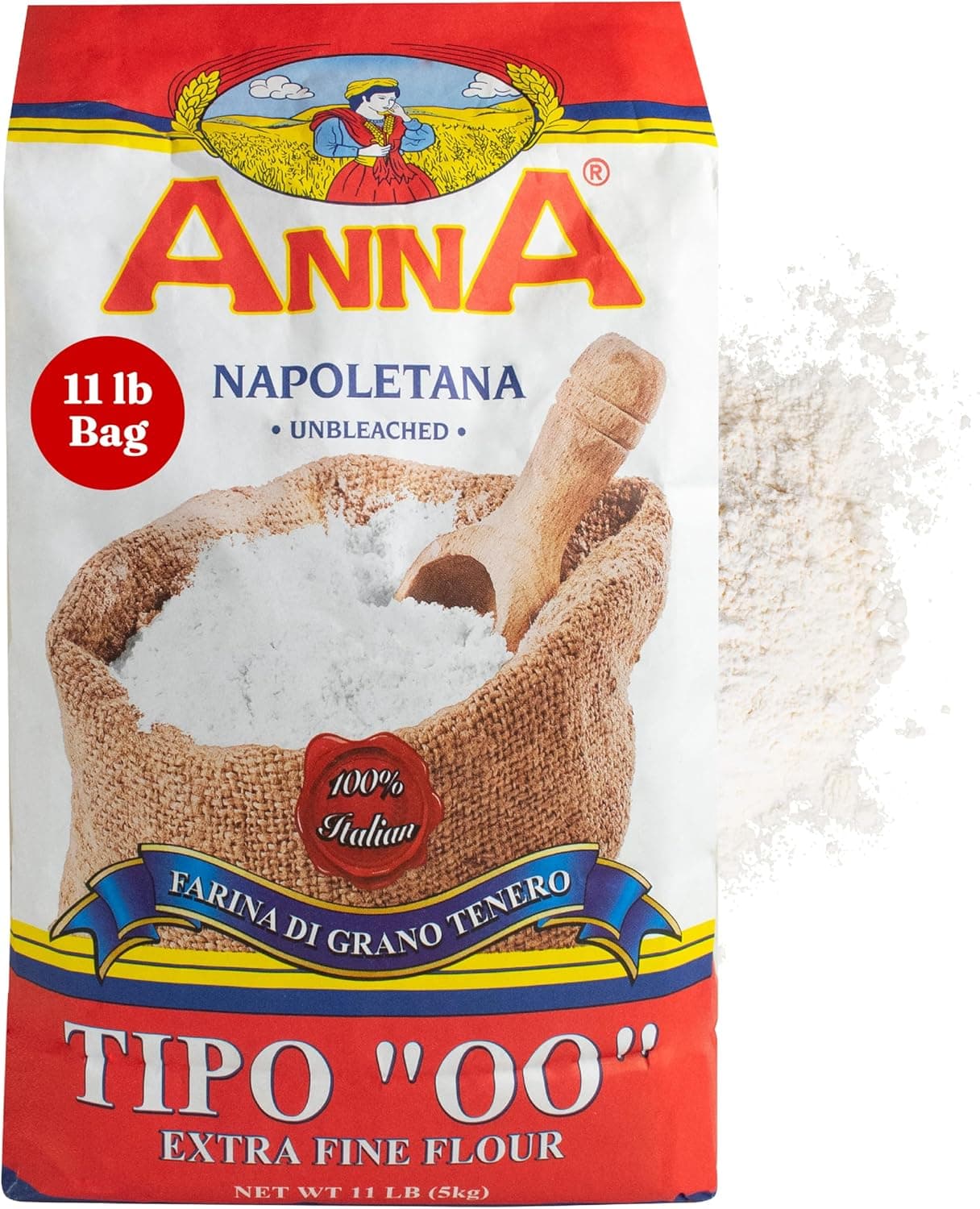 Cento Anna Napoletana Tipo "00" Extra Fine Unbleached Flour, 11 Pound, Grown and Milled in Italy