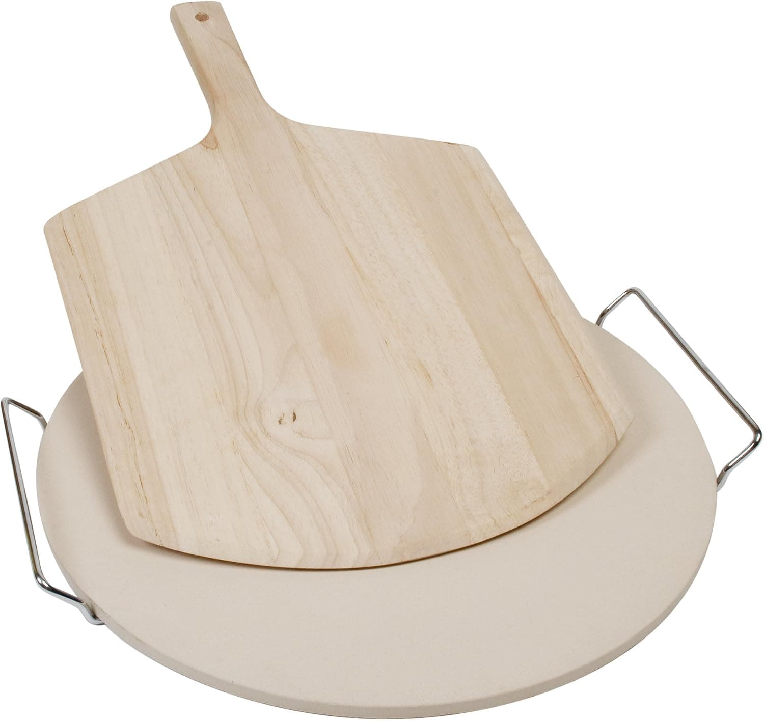 Pizzacraft Ceramic Pizza Stone & Wood Peel Set - PC0007