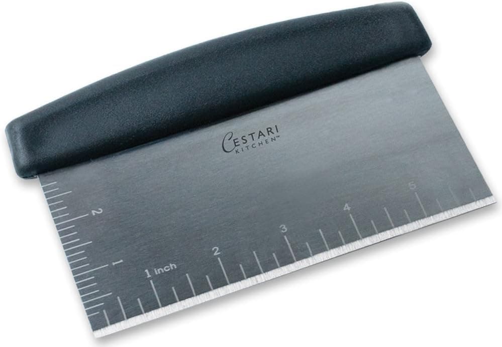 Cestari Dough Scraper Bench Knife: Professional Quality Heavy Duty Stainless Steel Bench Scraper, Chopper, Cutter
