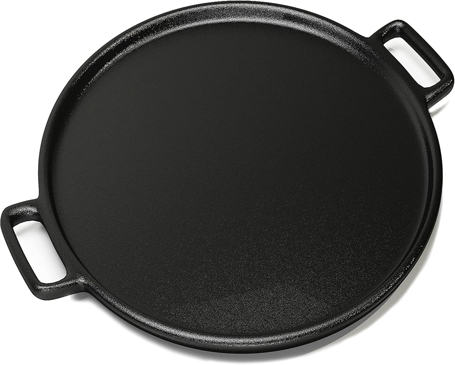 Home-Complete Cast Iron Pizza Pan, 14" Round Pizza Pan for Oven, Stovetop, Grill, or Campfires, with Dual Handles