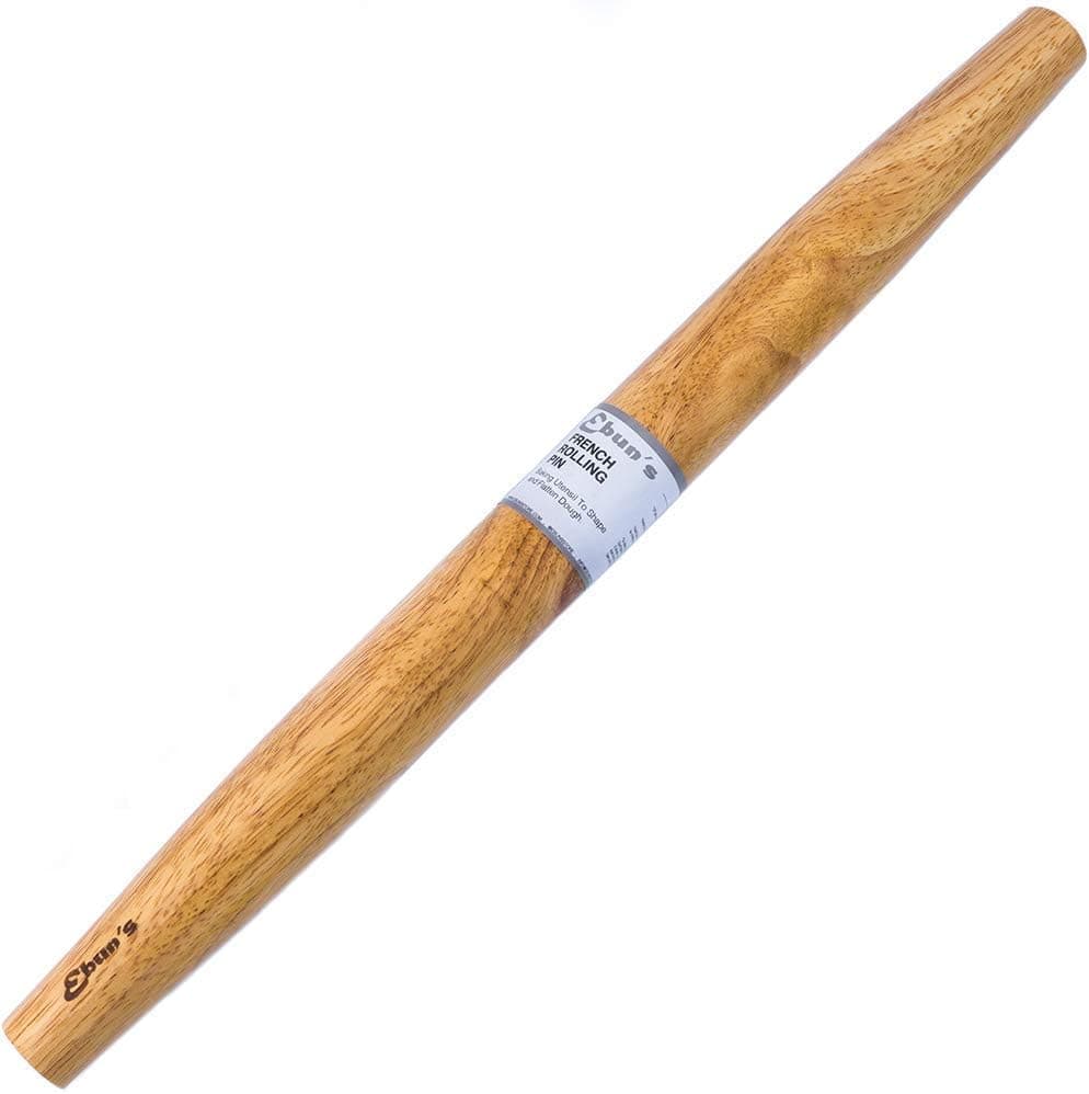 Ebuns French Rolling Pin - 18 Inch Wooden Dough Roller for Baking Pizza, Pie Crust, Cookies & Pasta