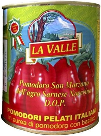 La Valle San Marzano D.O.P. Italian Peeled Tomatoes, 6-Pack of 28 oz Cans