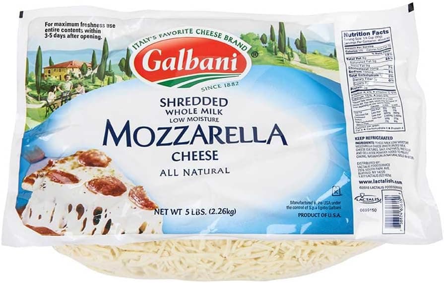 Galbani Whole Milk Low Moisture Mozzarella Cheese, 5 Pound - 6 per case