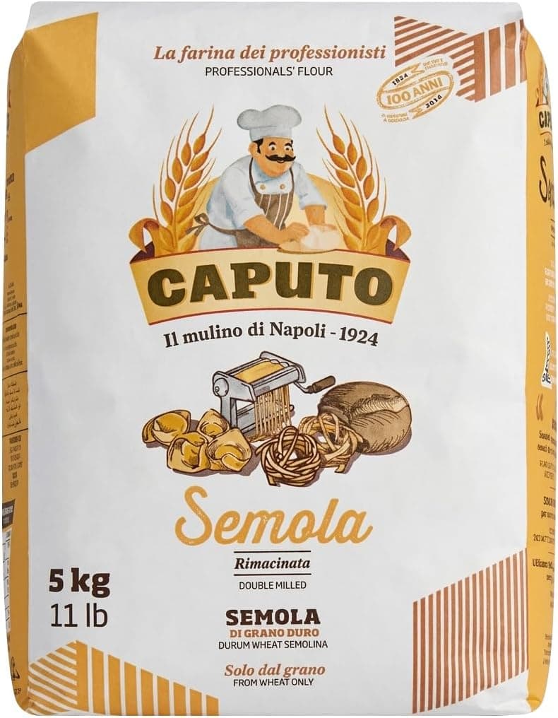 Antimo Caputo Italian Semolina 11 LBS (5kg), Fine Ground Semola Flour, Rimacinata, Product of Italy