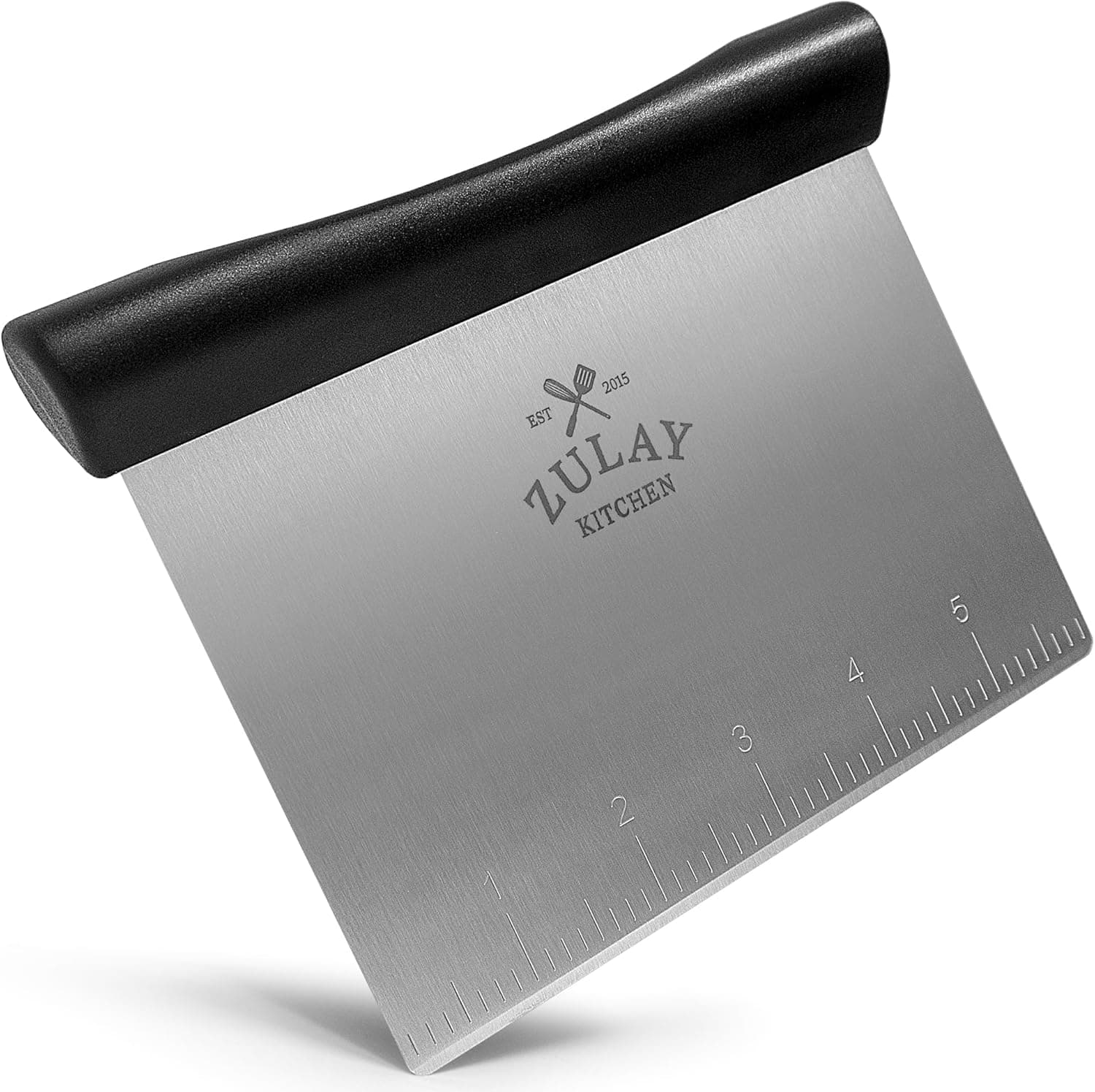 Zulay Kitchen Stainless Steel Dough & Bench Scraper, Multi-Use Dough Cutter & Pastry Scraper with Etched Markings