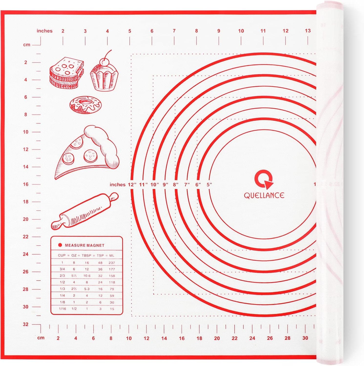 Silicone Pastry Baking Mat Dough - 16x24 Inch Large Non Stick Slip Cookie Bread Rolling Mats Sheet with Measurement