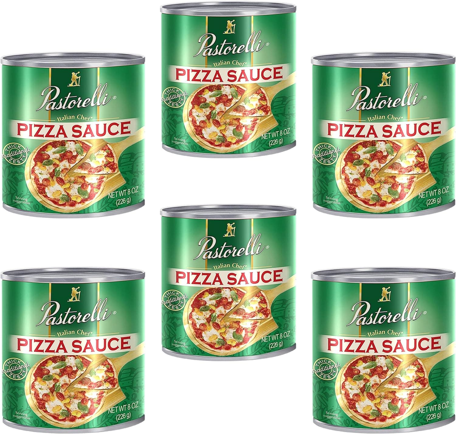Pastorelli Pizza Sauce, Original Authentic Italian Pizza Sauce with Extra Virgin Olive Oil and Pecorino Romano, 8 Ounce, 6-Pack