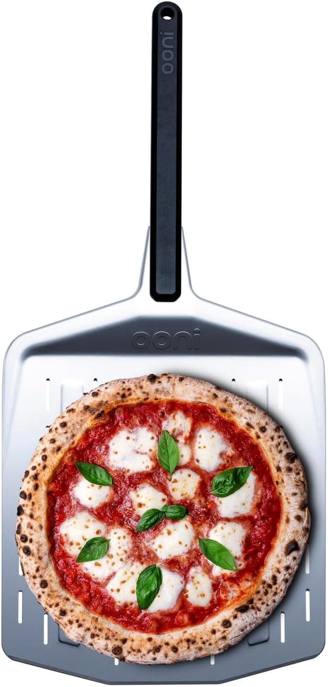 Ooni 12" Perforated Pizza Peel - Aluminum Metal Pizza Peel 12 Inch with Long Handle