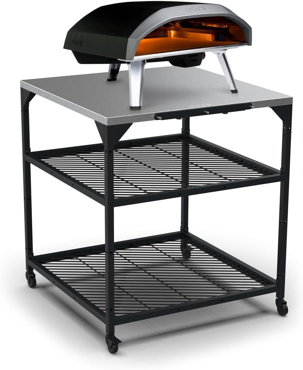 Ooni Large Modular Outdoor Table - 31x31x35 Inch Stainless Steel Pizza Oven Stand