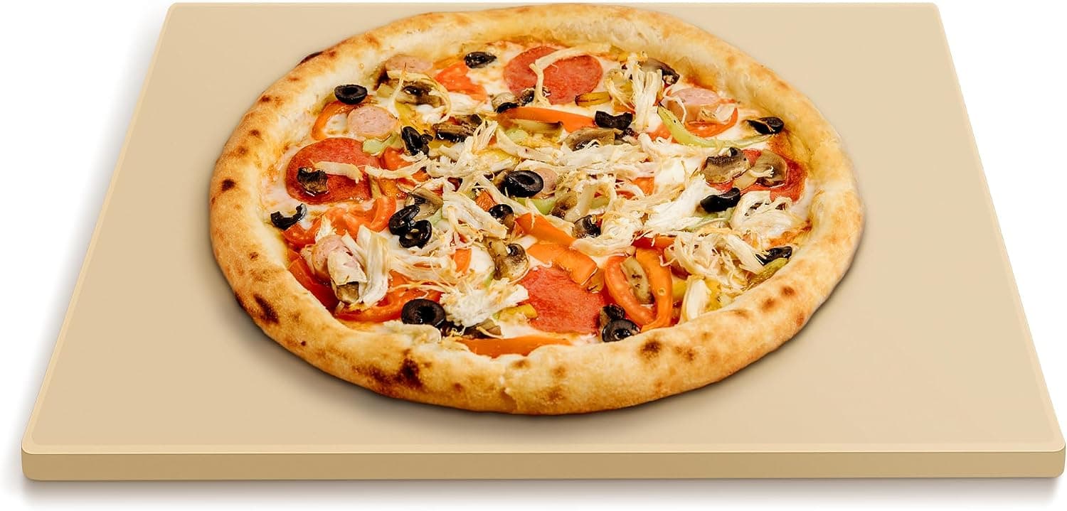 Arcedo Pizza Stone for Oven and Grill 15 x 12 Inch, Rectangular Baking Stone for Bread, Heavy Duty Ceramic Pizza Pan, Thermal Shock Resistant