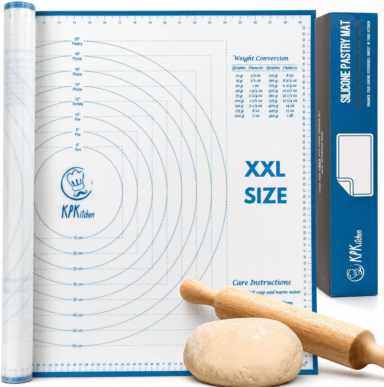 KPKitchen XXL Silicone Pastry Mat - Non-Slip, Easy-Clean Rolling Mat