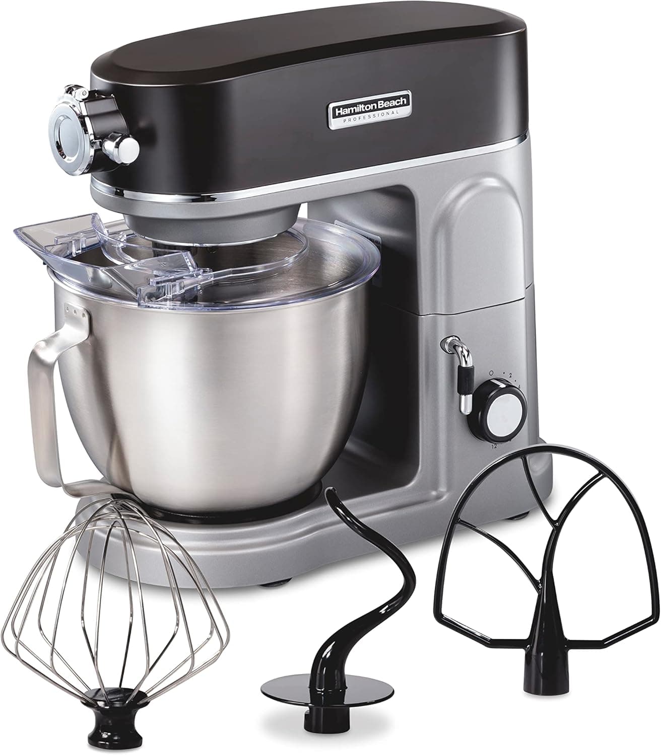 Hamilton Beach Professional All-Metal Stand Mixer with Specialty Attachment Hub, 5 Quart Bowl, 12 Speeds (63240)