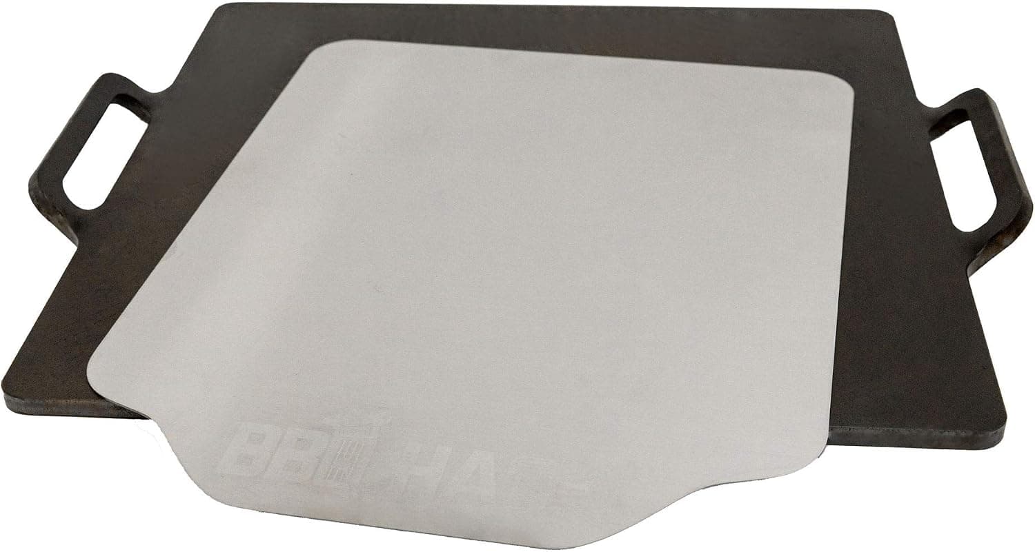 Pizza Steel Hack with Handles and Pizza Peel, Pizza Stone Made from Steel for Oven and Grill, 16" x 16" Baking Surface, 3/8" Thick