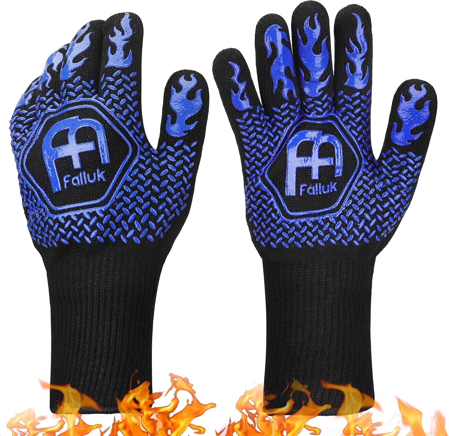 Falluk BBQ Grill Gloves 1472F Heat Resistant Fireproof Grilling Gloves, Long Oven Mitts for Smoking Barbecue