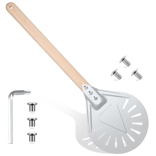Pizza Turning Peel Round Metal Aluminum Perforated Pizza Turner, 7 Inch