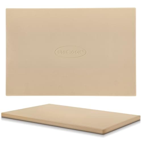Unicook 20 x 13.5 Inch Extra Large Pizza Stone for Oven and Grill, 10.6 Lbs | Heavy Duty, Even Heating&Consistent Heat Retention, Crispy Crust for 2 Small Pizzas, Bread, Cookies, Includes Dough Scraper