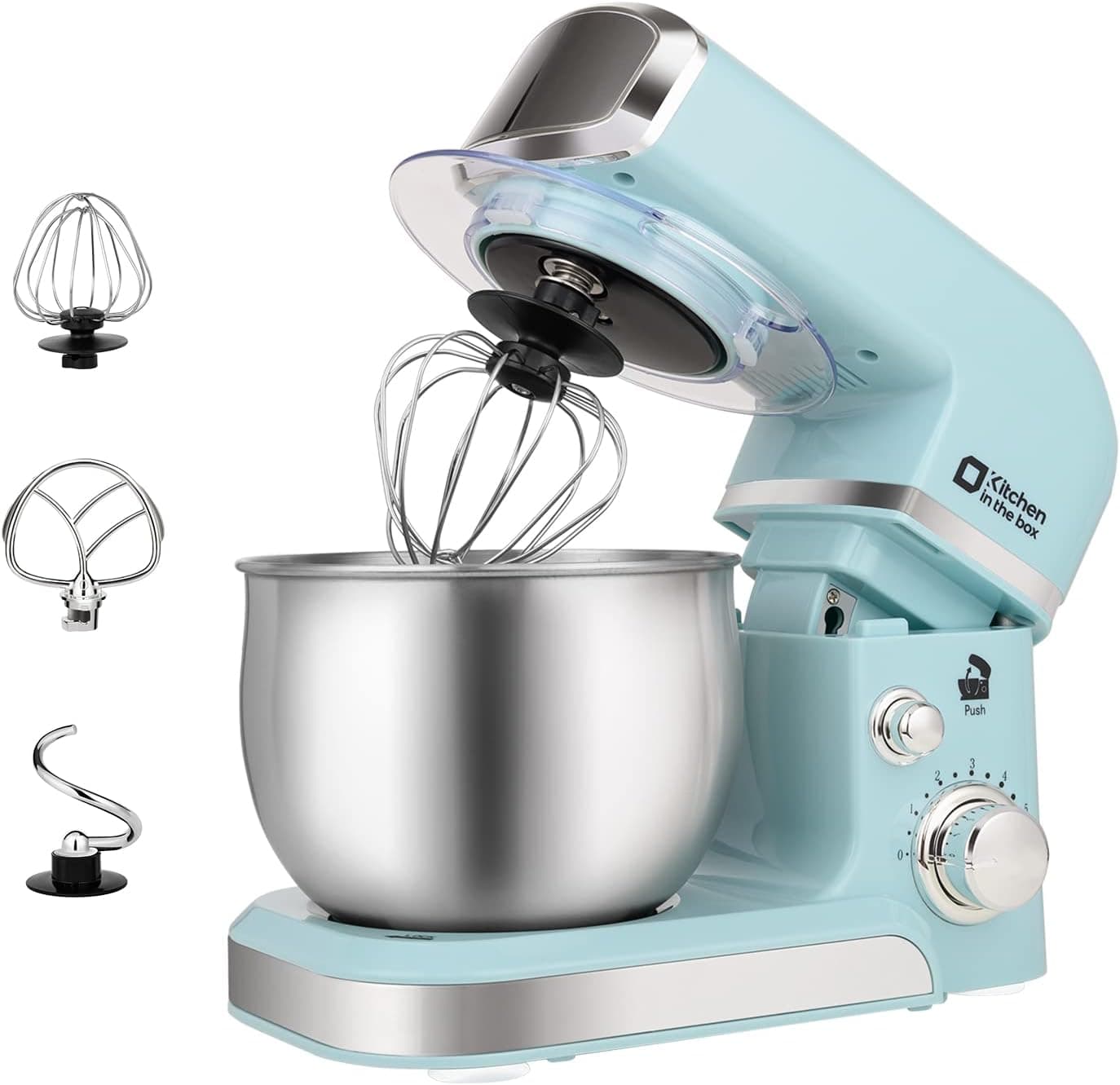 Kitchen in the box Stand Mixer, 3.2Qt Small Electric Food Mixer, 6 Speeds with Egg Whisk, Dough Hook, Flat Beater