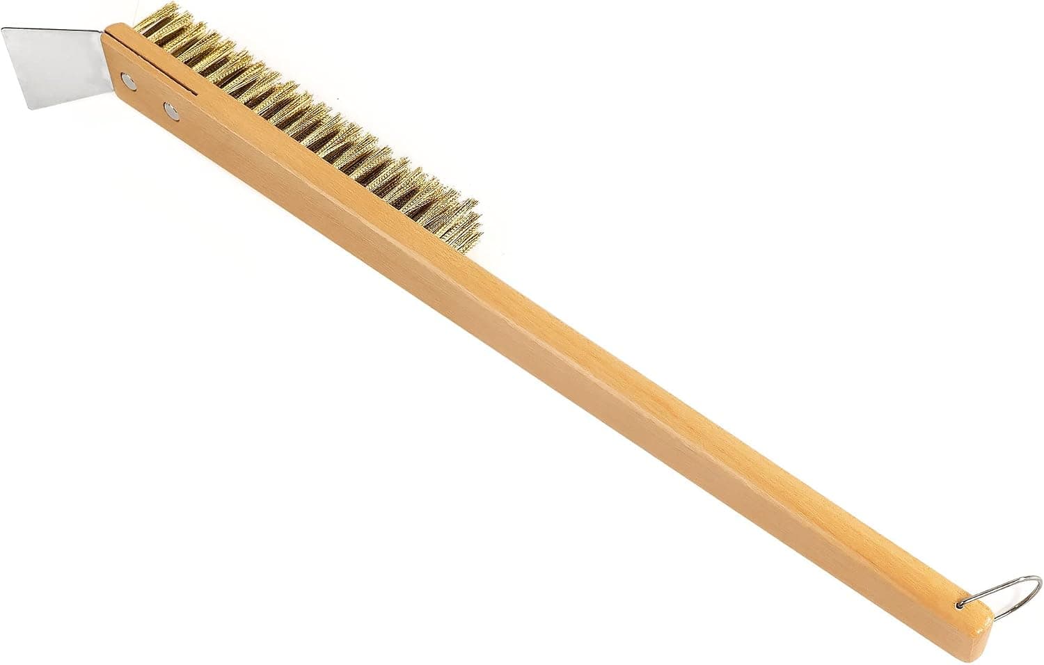Lrui Pizza Oven Brush, Copper Wire Pizza Stone Cleaning Brush with Scraper
