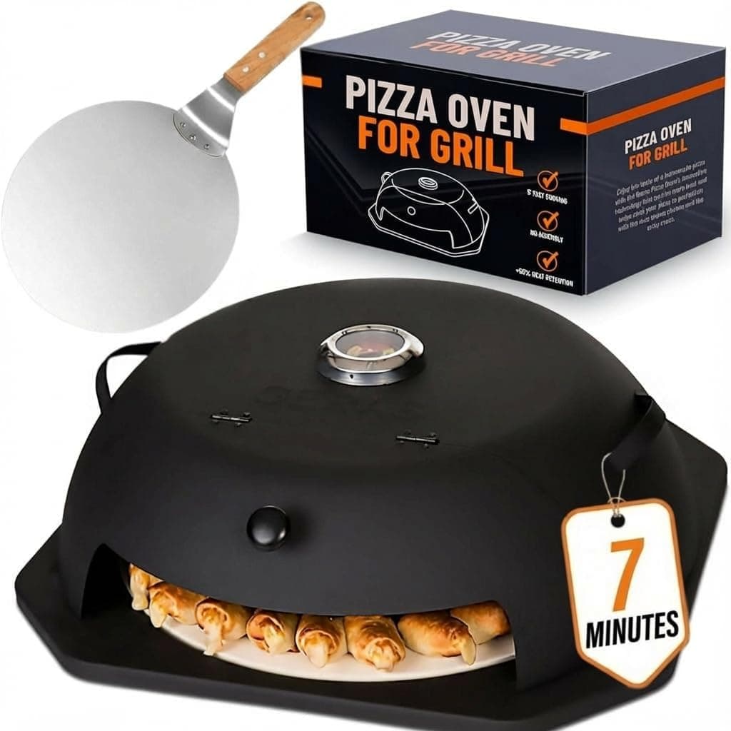 HeatGuard Pro Geras Pizza Oven for Grill - Grill Top Pizza Oven for Outdoor Camping with Pizza Stone and Pizza Peel Kit, Charcoal, Pellet, Propane Gas, Wood