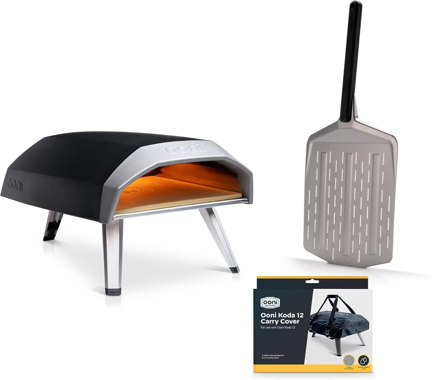 Ooni Koda 12 Portable Gas Pizza Oven - Pro Pizza Oven Bundle with 12" Perforated Pizza Peel and Koda 12 Cover