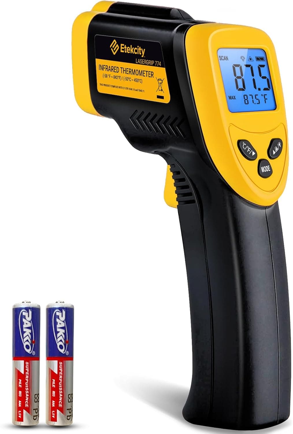 Etekcity Infrared Thermometer Laser Temperature Gun 774 - Cooking, Pizza Oven, Griddle, BBQ, Adjustable Emissivity