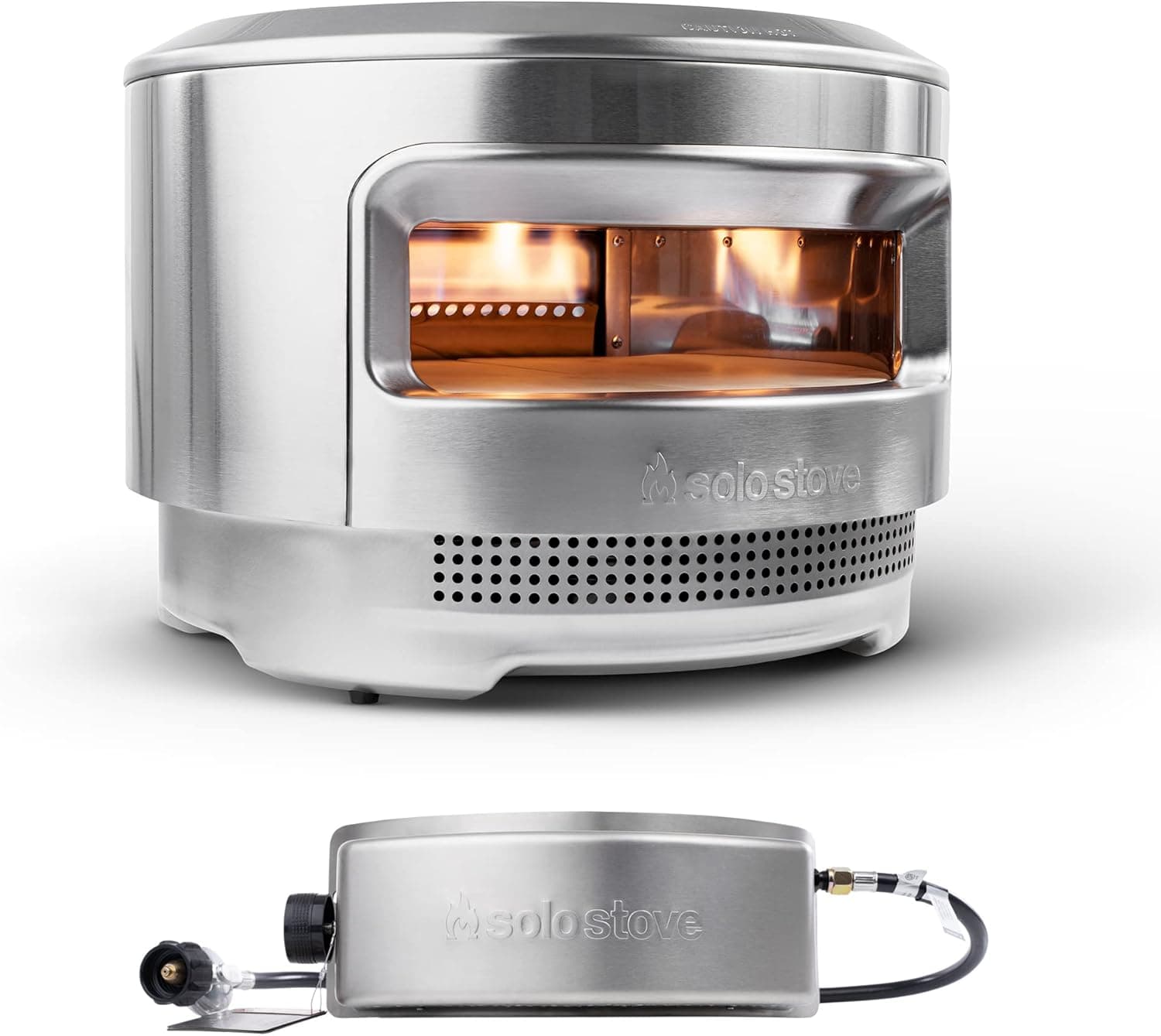 Solo Stove Pi Pizza Oven, Wood & Gas Burner | Stainless Steel Outdoor Pizza Maker with Cordierite Stone