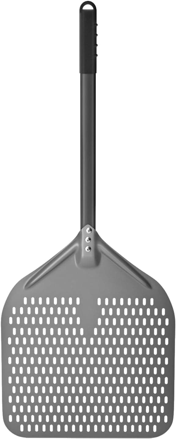 Karboby 14" Perforated Pizza Peel, Long Handle Hard Anodized Aluminum, 34.8 inch Overall
