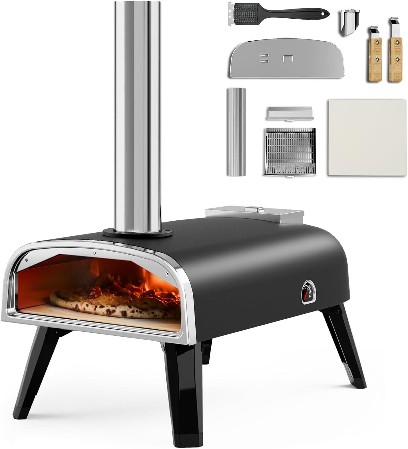aidpiza Pizza Oven Outdoor 12" Wood Fired Pizza Ovens Pellet Pizza Stove, Portable Stainless Steel Pizza Oven for Backyard