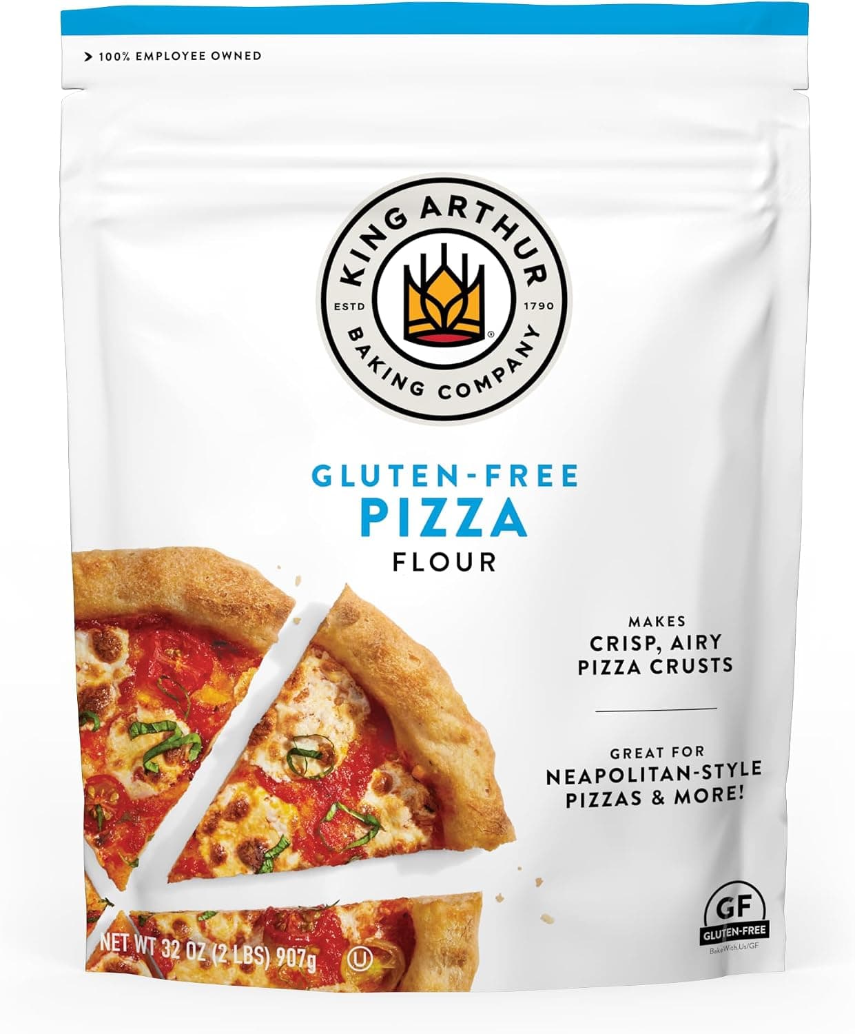 King Arthur Gluten Free Pizza Flour: Crispy Neapolitan-Style Crust - 32 Oz Box, 00 Pizza Dough Mix