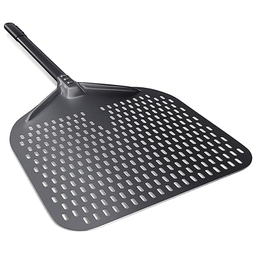 14 Inch Perforated Pizza Peel, Aluminum Pizza Turning Peel, 35 Inch Overall