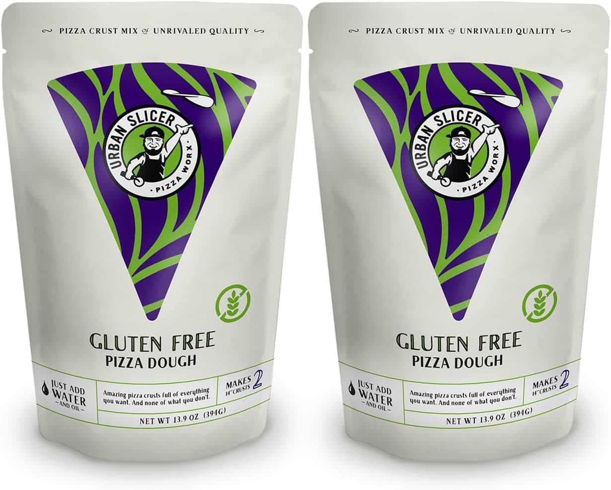 Urban Slicer Pizza Worx - Gluten Free Pizza Dough - At-Home Pizza Making Kit, 13.9 oz Bags, 2 Pack, Makes 4 Pizzas