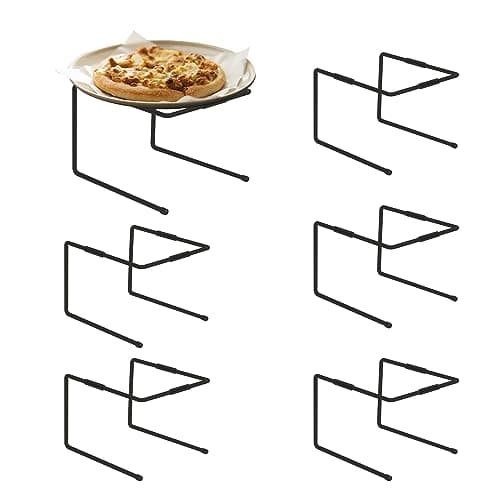 HPC DECOR 6PCS Black Metal Pizza Stands for Tables- Pizza Pan Riser Rack Holder- Food Display Riser Stands for Party Buffet Table Platter Tray- Metal Display Stands for Home, Restaurant, Catering