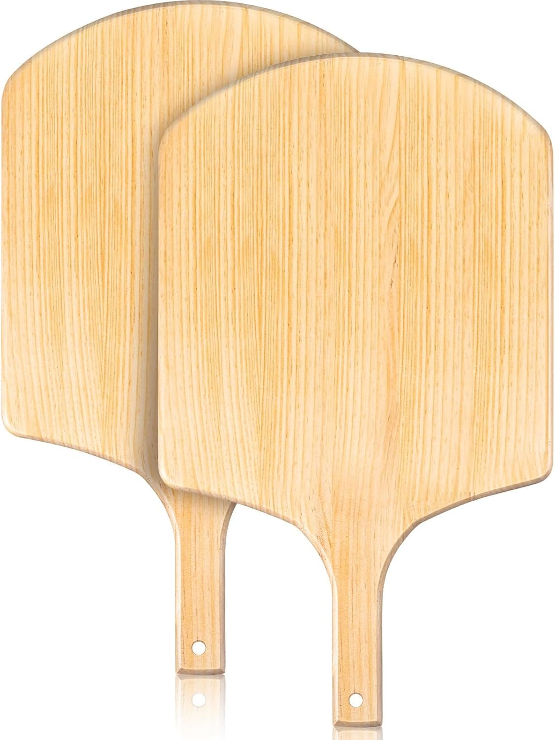Bokon 2 Pack Wooden Pizza Peel, 16 x 14 Inch Large Pizza Paddle Set with 8 Inch Wooden Handle