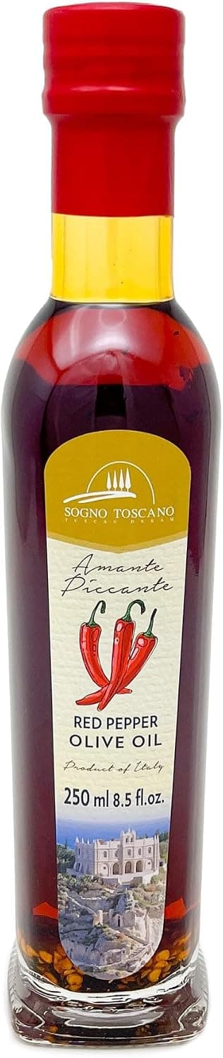Sogno Toscano Calabrian Chili Infused Oil, Calabrian Peppers Infused with 100% Extra Virgin Olive Oil - 250 ml