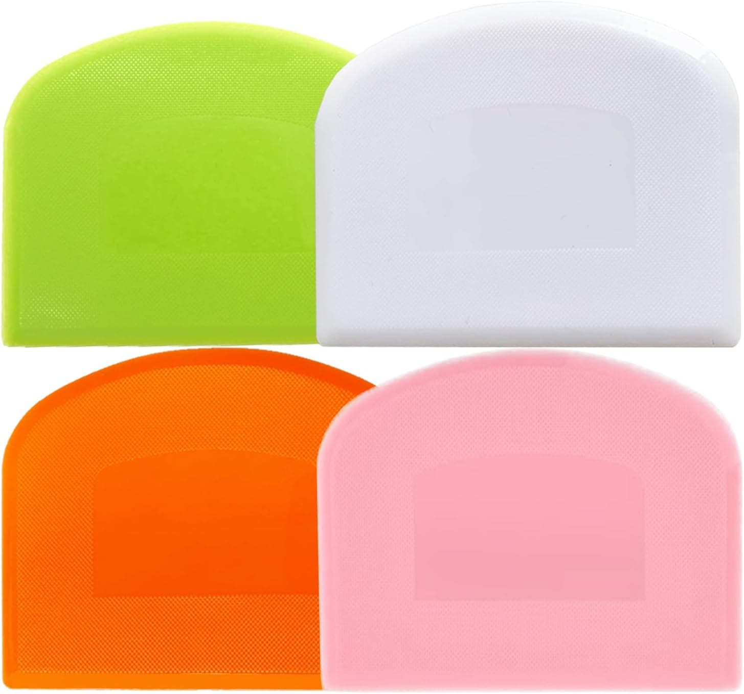 CEWIFO Dough Scraper Bench Scraper for Baking, 4 PCs BPA Free PE Plastic Flexible Bowl Scraper, Food-Safe Plastic Dough Cutter