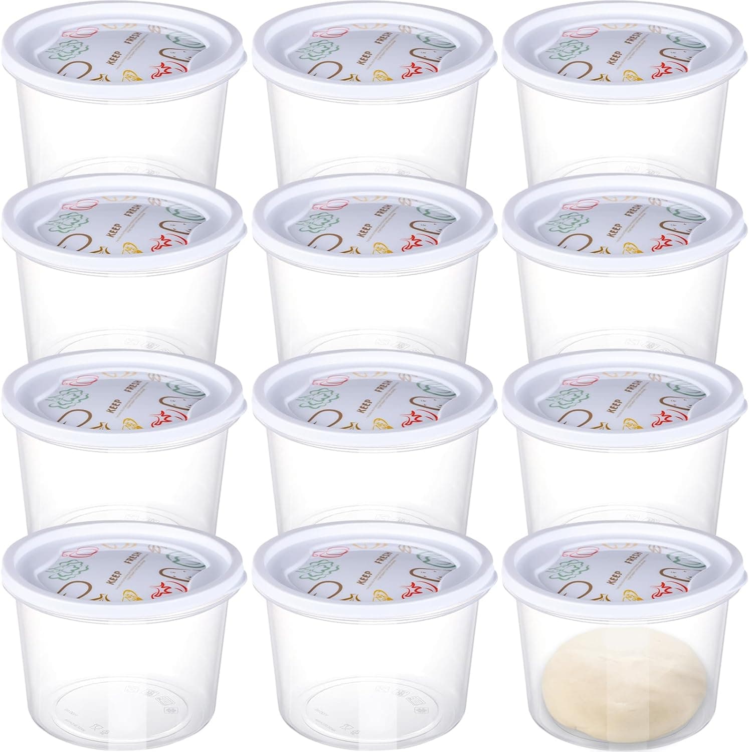 LIANGMIDA Pizza Dough Proofing Box - Set of 12 Stackable Dough Proofing Containers with Lid for Family Size Dough