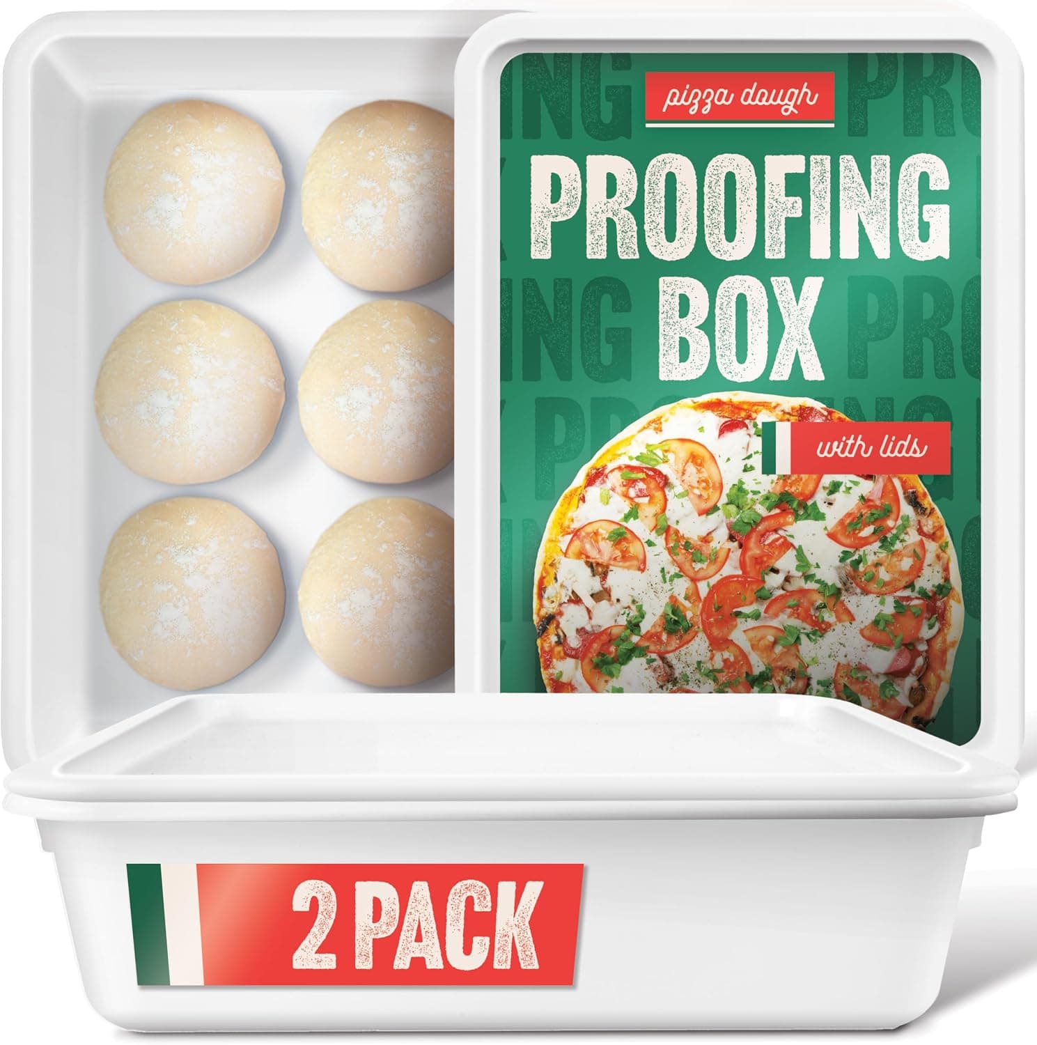 Stock Your Home Dough Proofing Container with Lid (2 Pack), Homemade Bread and Pizza Dough Storage Box