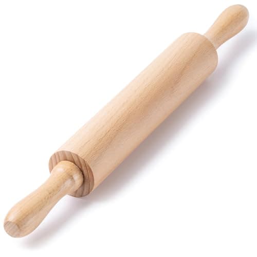 AISOSO Rolling Pin for Baking, 15.75" Wooden Dough Roller, Light Yellow | Classic Nonstick Roller, Ergonomic Handles, for Pizza,Pie,Pastry, Cookies, Fondant, Practical Daily Kitchen Baking Essentials
