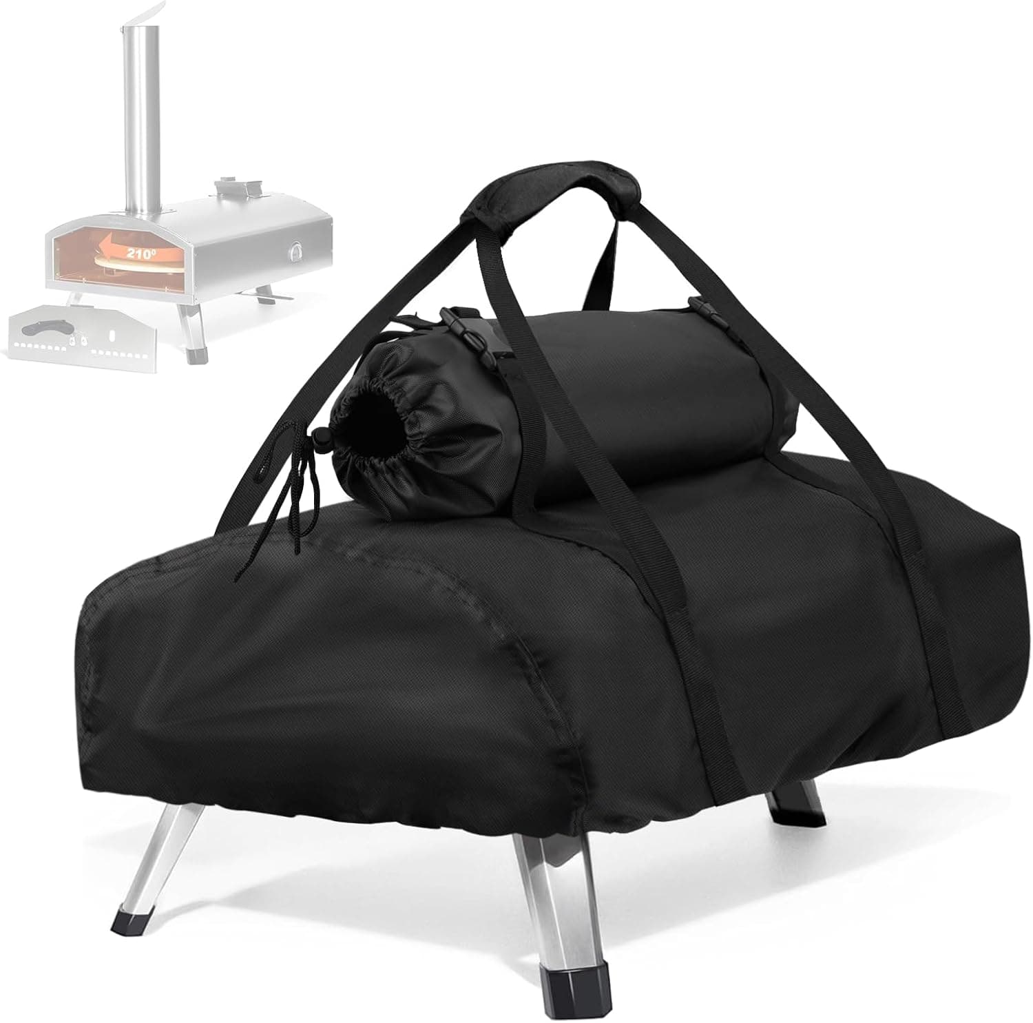 Outdoor Pizza Oven Cover, Waterproof, Fits 12in Rotatable Wood Fired & Portable Wood Pellet Pizza Ovens