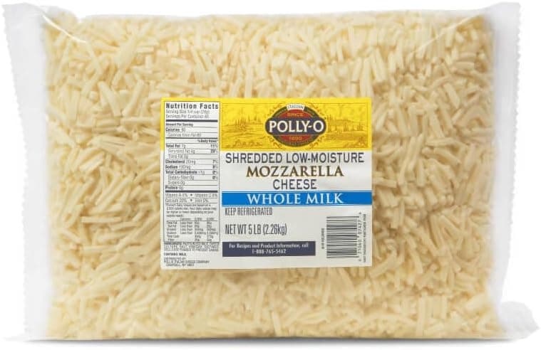 Polly-O Low Moisture Whole Milk Mozzarella Shredded Cheese, 5 lb Bag