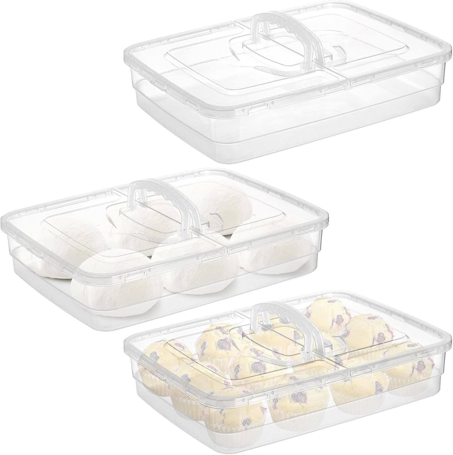 Lawei 3 Pack Pizza Dough Proofing Box, 14 x 10 Inch Stackable Dough Trays with Lid and Handle, BPA Free