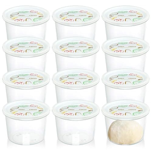 Rainmae 12pcs Pizza Dough Proofing Box with Lids, 1100ML Stackable Dough Proofing Container Pizza Making Accessories for Family Size Dough