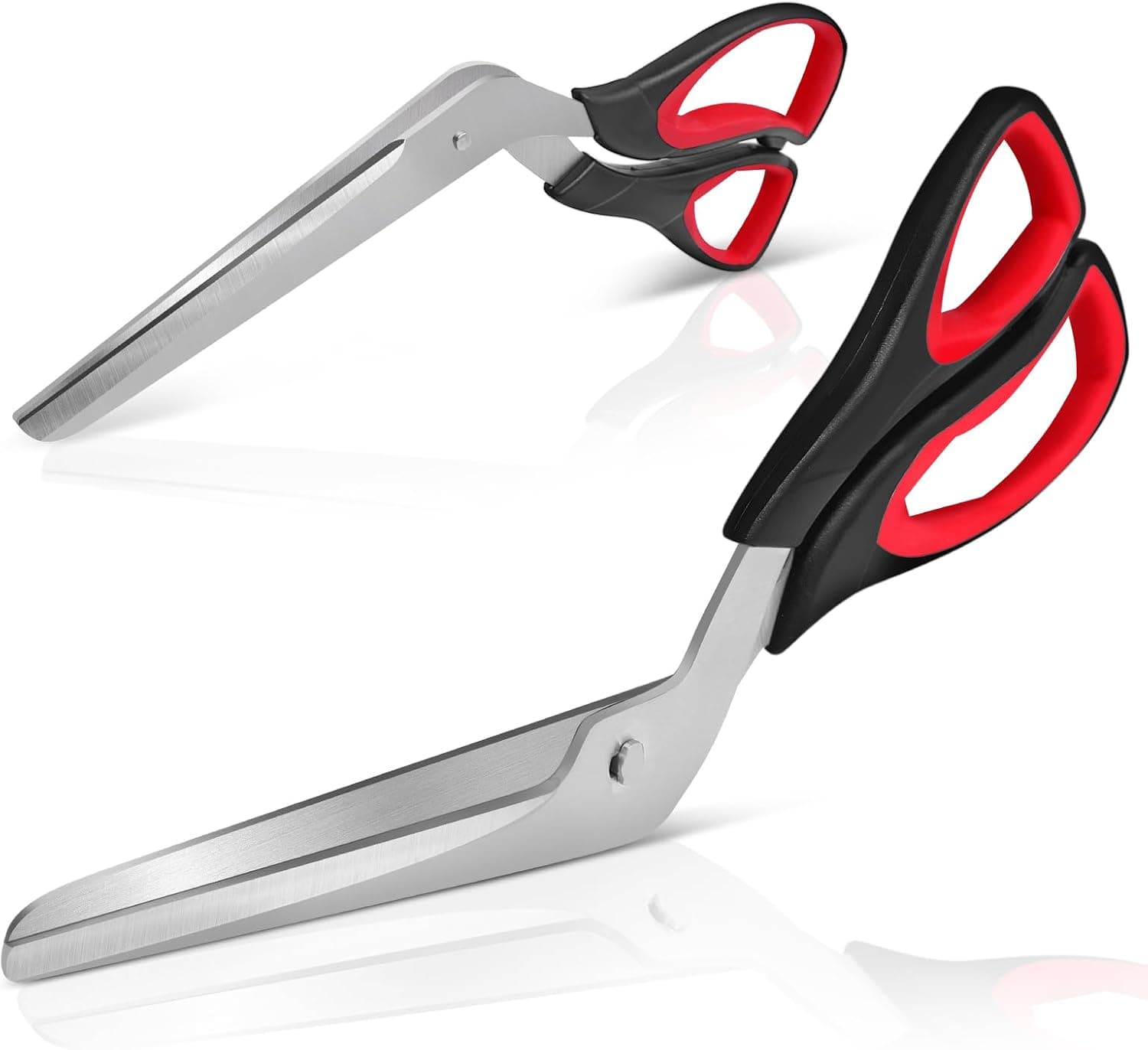 Detachable Pizza Scissors Pizza Cutter with Sharp Stainless Steel Blade and Ergonomic Soft Grip, Black & Red