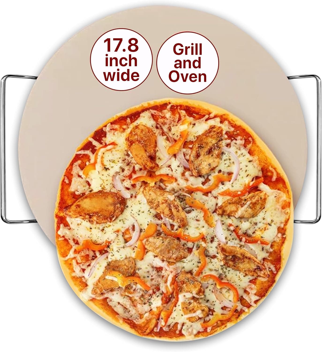 Colenza Extra Large Round Pizza Stone for Oven 18 Inch Approx (17.8 inch), Durable Ceramic