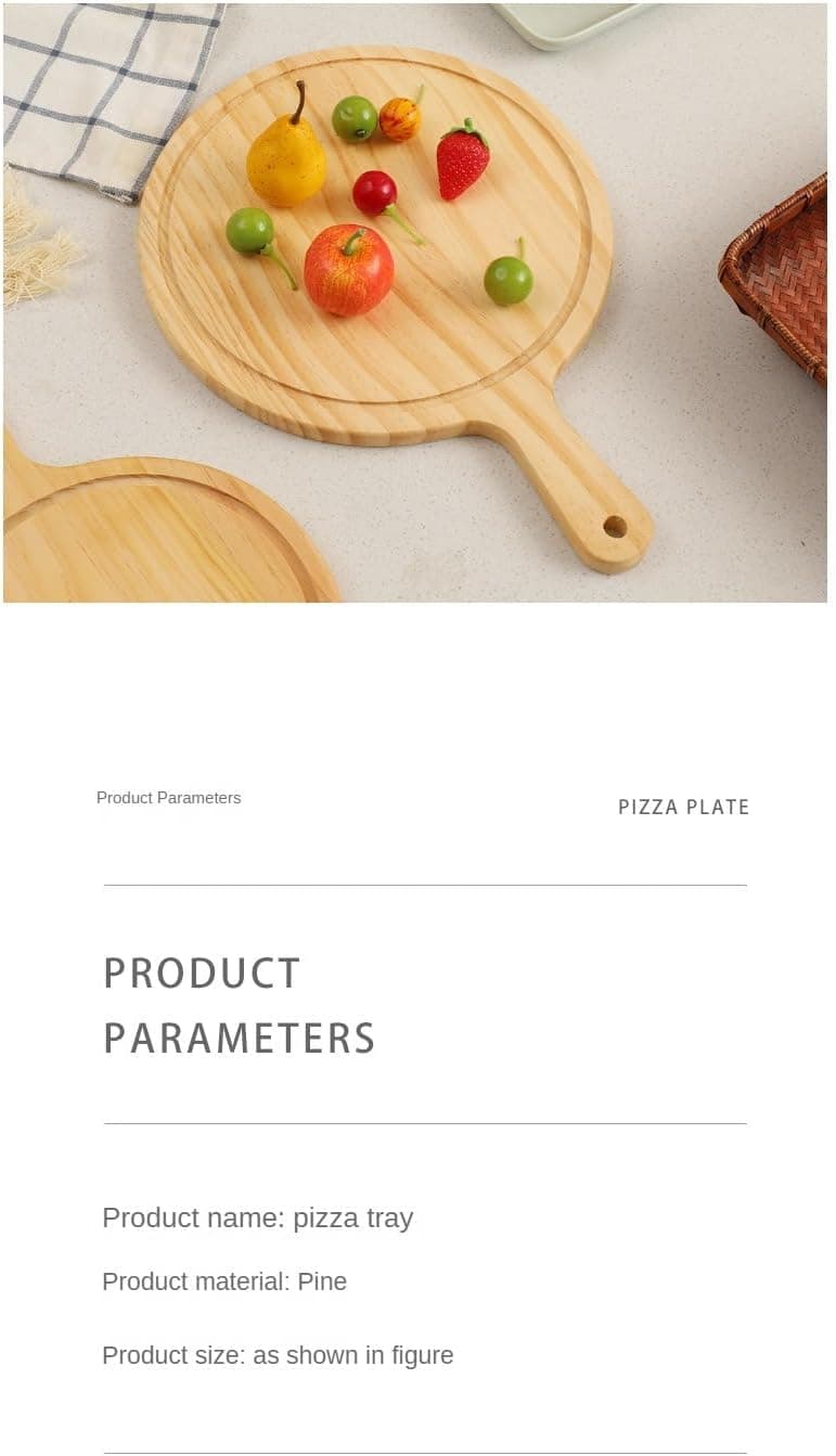 Wood Pizza Peel Cutting Board, Cheese Paddle Board, Bread and Crackers Platter for Serving with Handle, 7 Inch