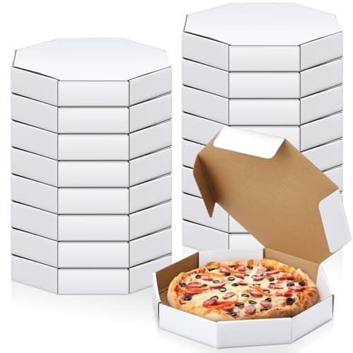 Teenyyou 20 Pack Octagon Pizza Box 12" X 12" Corrugated Cardboard, White | Bulk Containers for Pizza, Cake, Pies, Bakery Packing, Restaurant Delivery, Party Catering, Food Service, Gift Boxes