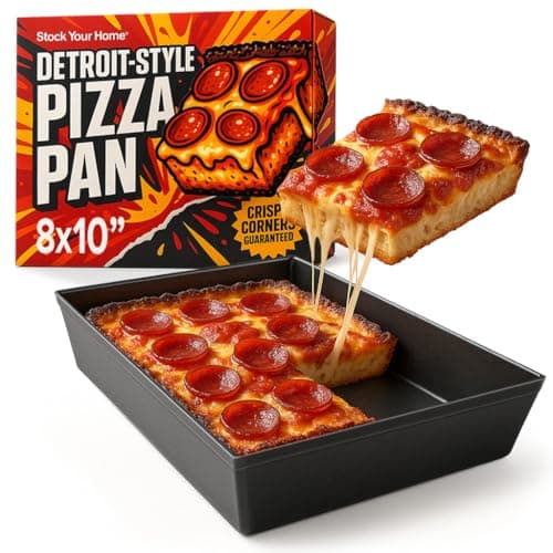 Stock Your Home 8x10 Detroit Style Pizza Pan - Non-Stick Deep Dish Aluminum Pan for Focaccia, Sicilian Bread, Brownies & Chicago-Style Pizza