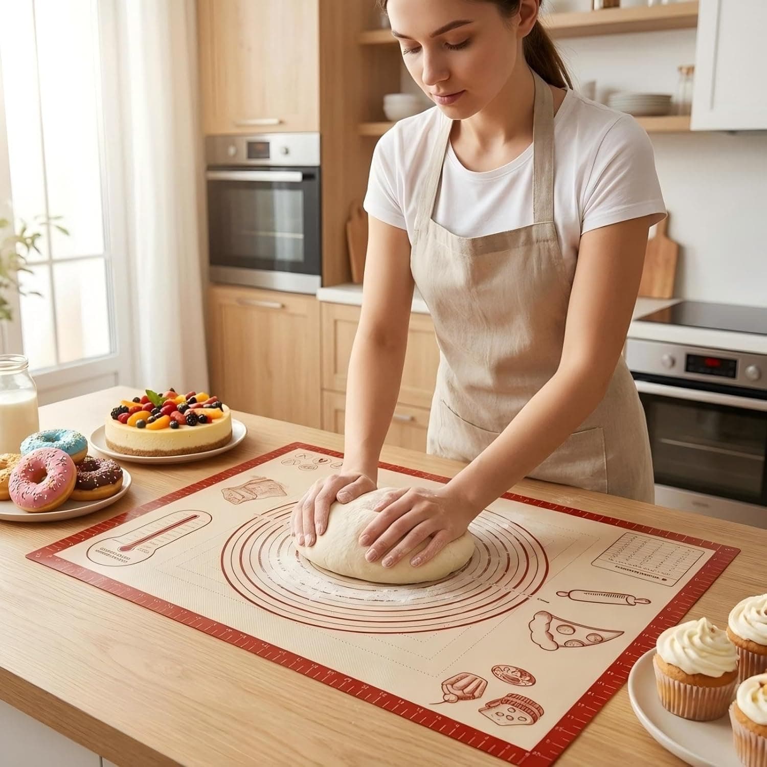 Silicone Baking Pastry Dough Mat - 28x20 Inch Extra Large Cookie Bread Rolling Mats Sheet with Measurement